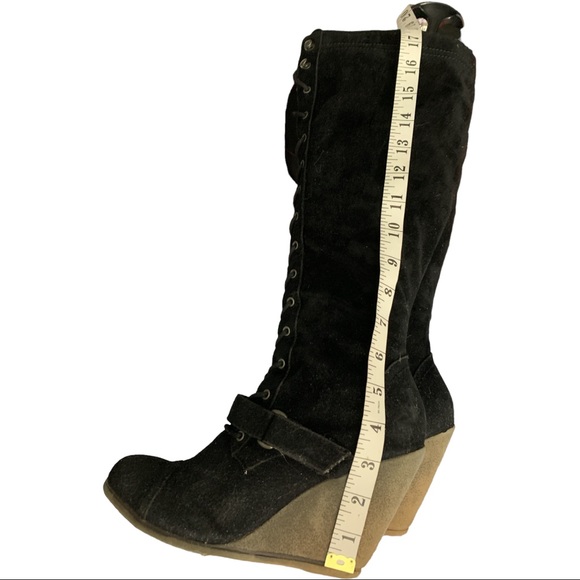 SPRING Winter BlackLace Up  Suede  Up to knee   Size 9 - Picture 5 of 10